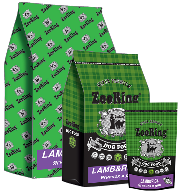 Корм ZooRing Lamb & Rice GRAIN FREE для взрослых собак средних и крупных пород, склонных к аллергии (Ягненок и рис) без пшеницы